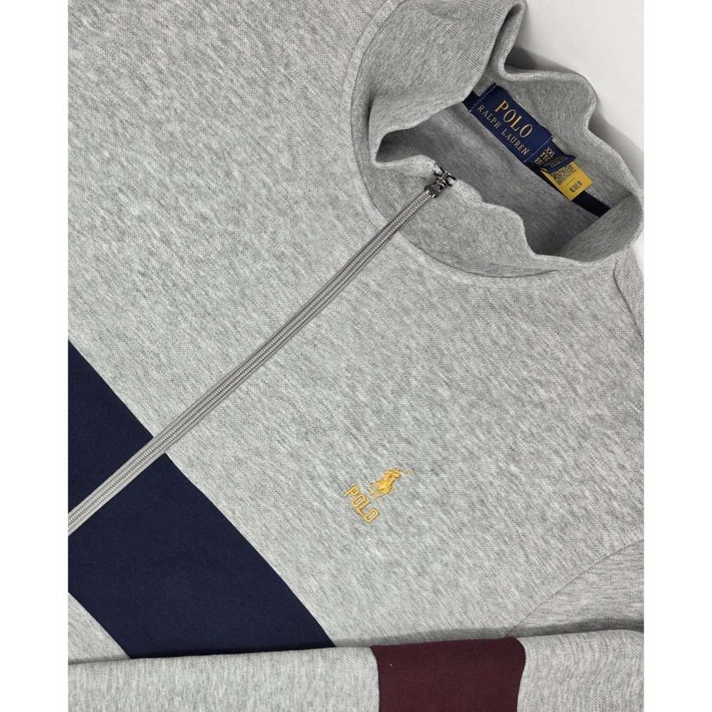 Polo Ralph Lauren Double-Knit Track Jacket Men's XXL Gray, Blue, Maroon Full Zip